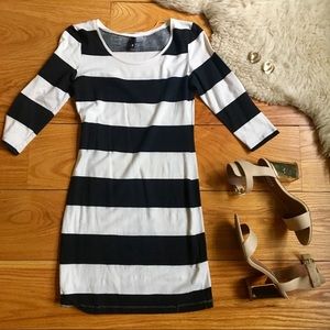 Black and white striped dress